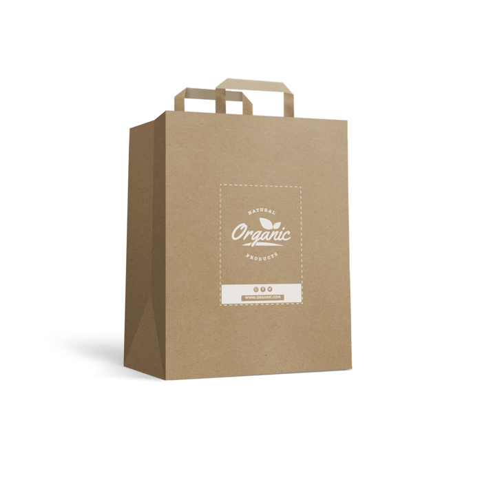 Borsa shopper verticale di carta con maniglie piatte Borsa shopper verticale di carta con maniglie piatte